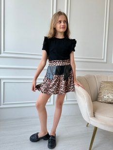 Костюм двойка (футболка, юбка) леопард для девочки 3-4 лет G0000036 фото